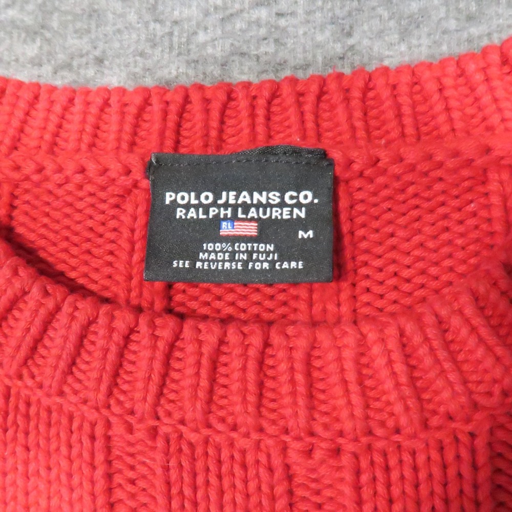 Polo Jeans Ralph Lauren American Flag Sweater M Red Ribbed Vintage Preppy Y2K - Picture 6 of 7